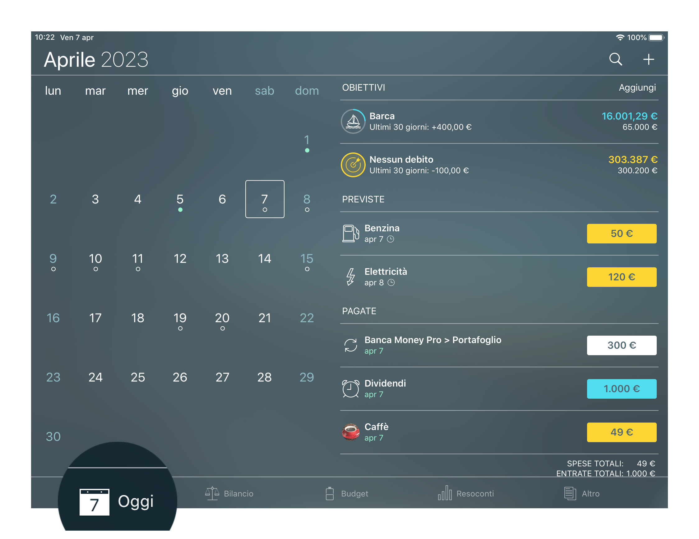 Money Tracker - Addebiti - iPad