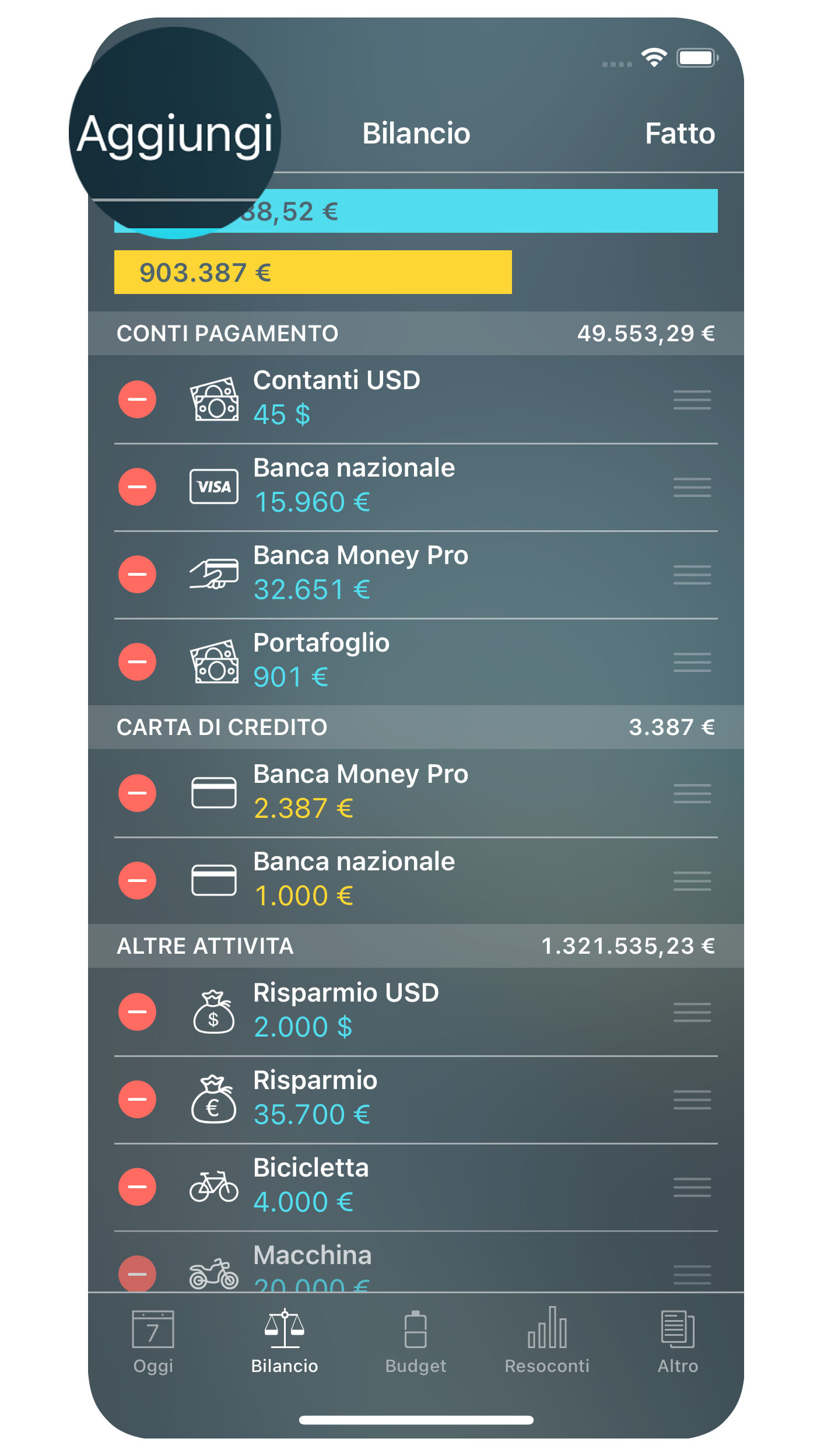 Money Tracker - Conti - Aggiungi - iPhone