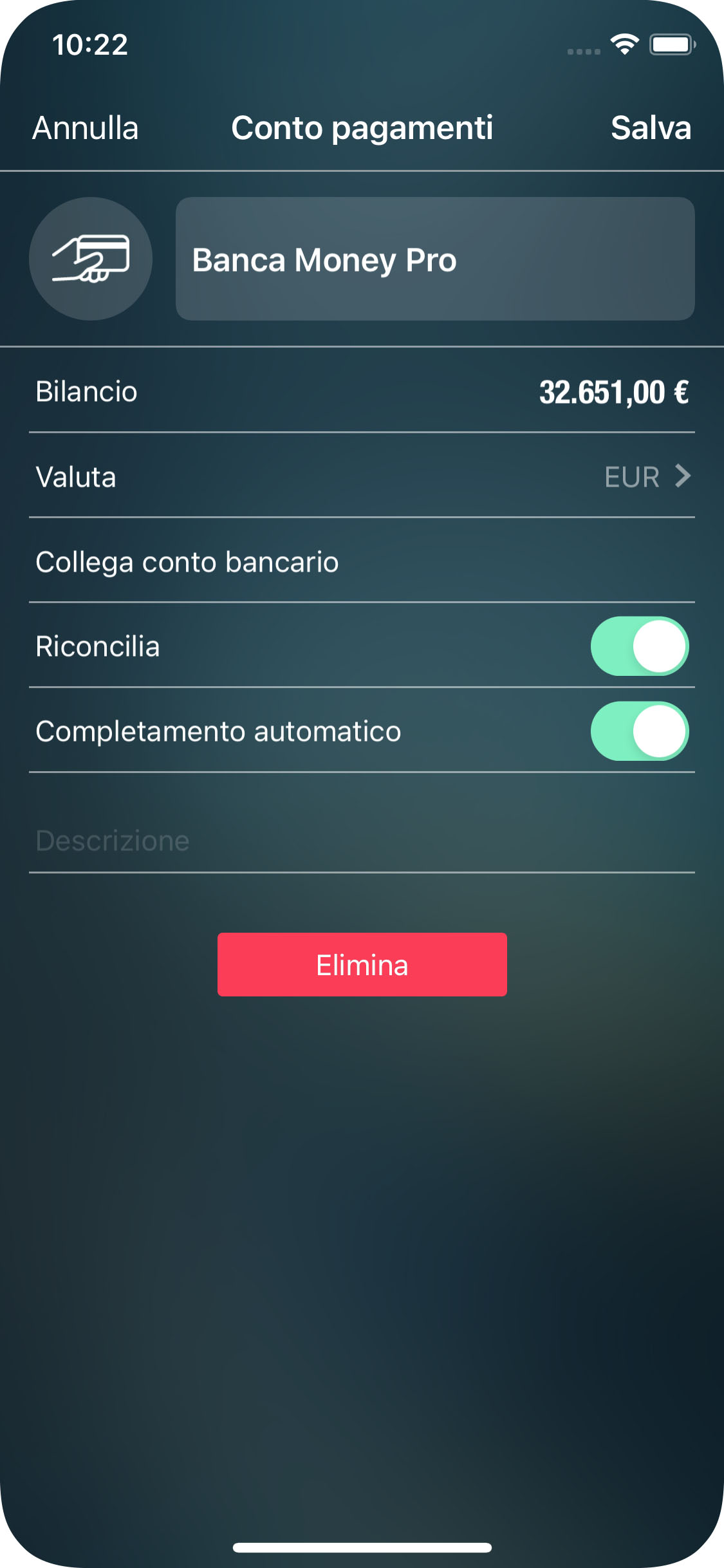 Money Tracker - Conti - Dettagli del conto - iPhone