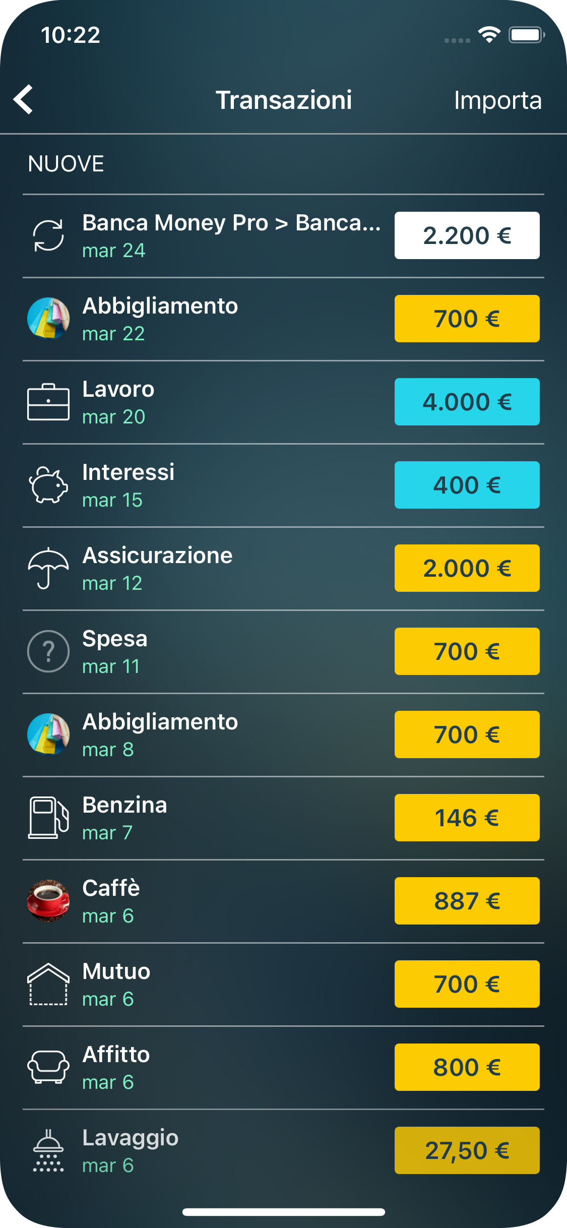 Money Tracker - Importazione di file CSV e OFX - iPhone