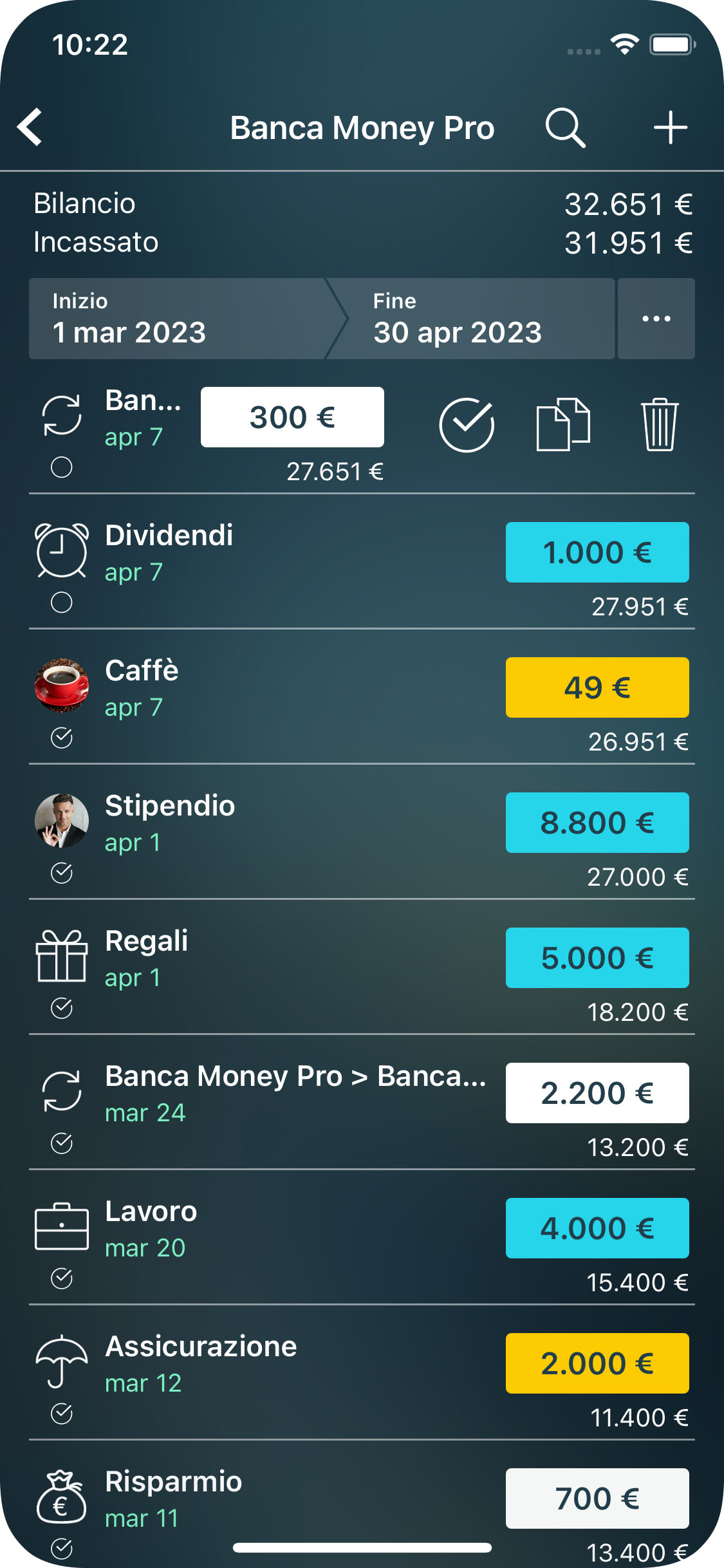 Money Tracker - Riconciliazione dei conti - iPhone
