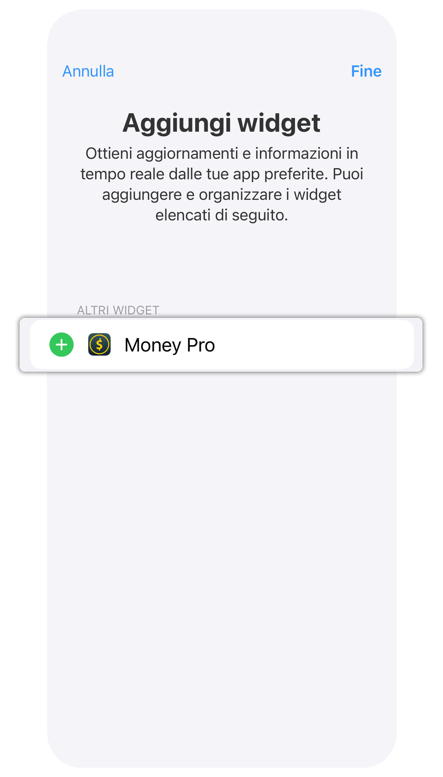 Money Tracker - Widget Oggi - iPhone