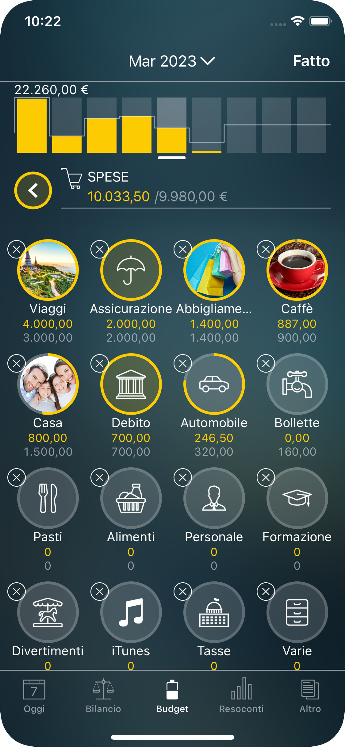 Money Tracker - Impostazione di un budget - iPhone