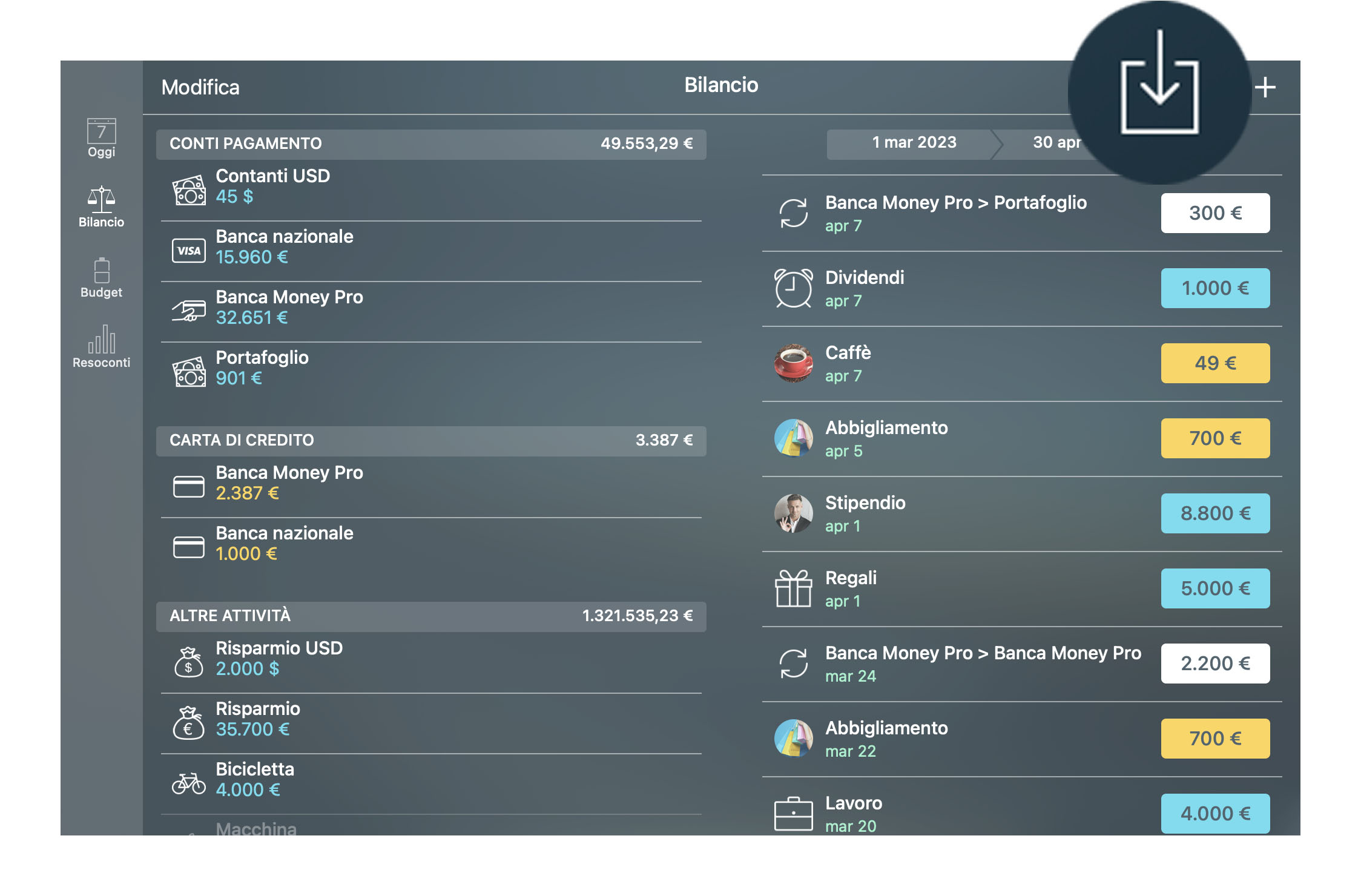 Money Tracker - Importazione di file CSV e OFX - Mac
