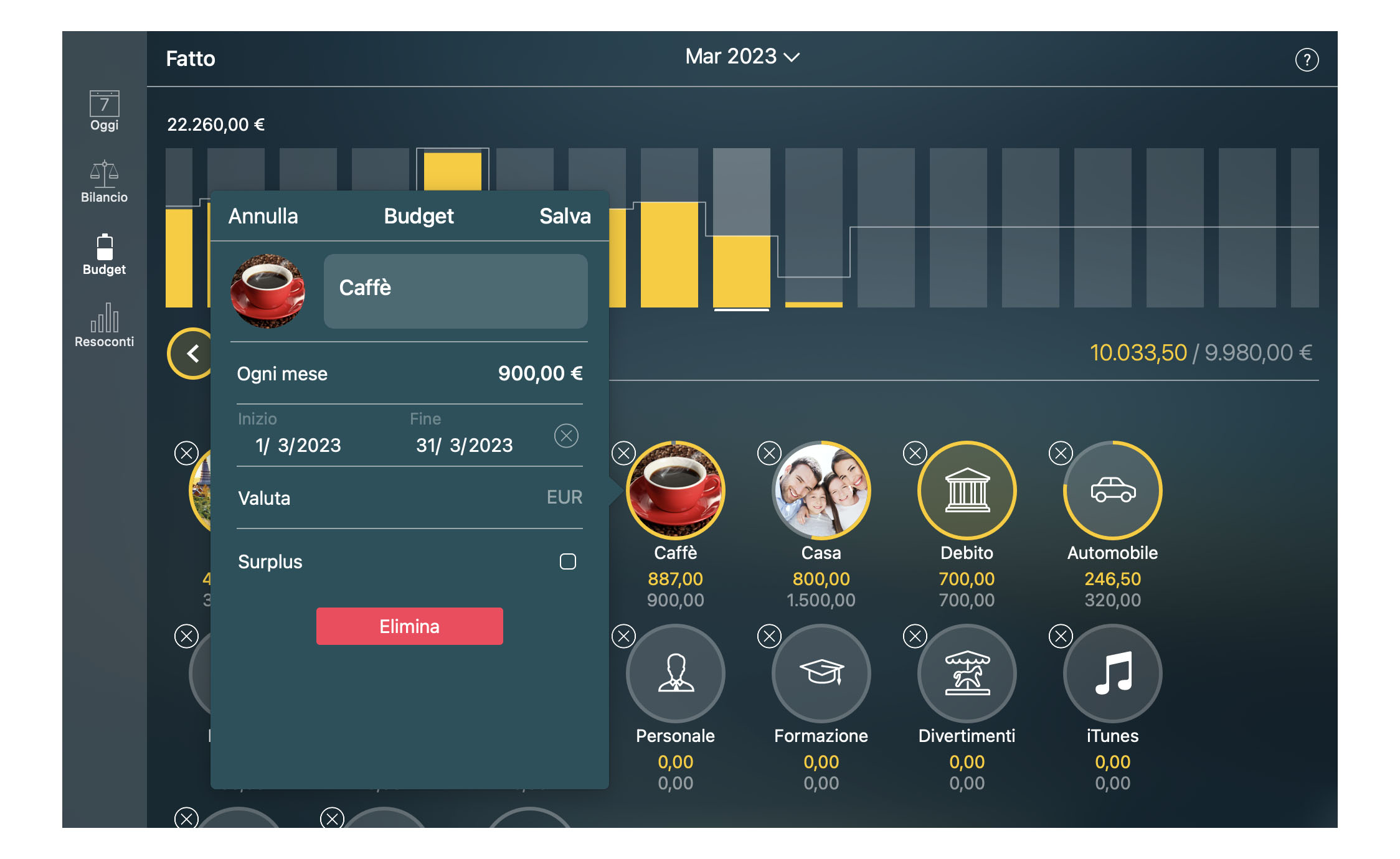 Money Tracker - Impostazione di un budget - Mac