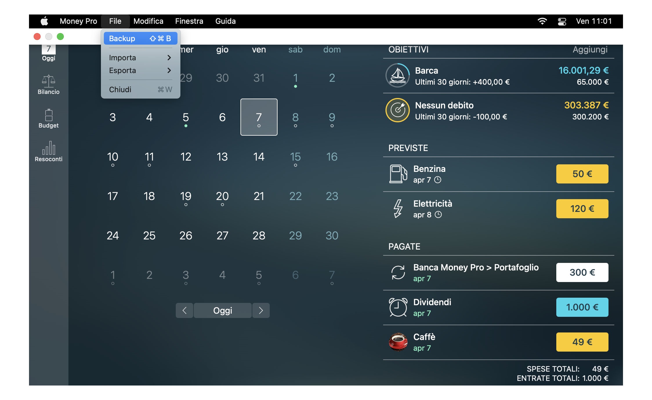 Money Tracker - Altro (backup, profili, sincronizzazione) - Mac